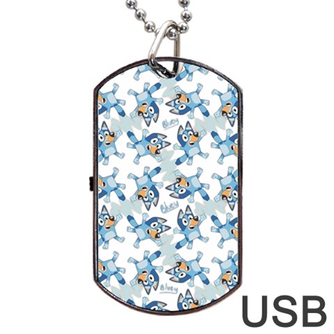 Bluey, Bluey merch, Bluey pattern, Bluey Bluey, bingo, Bluey design, bluey dog Dog Tag USB Flash (Two Sides) from ArtsNow.com Front