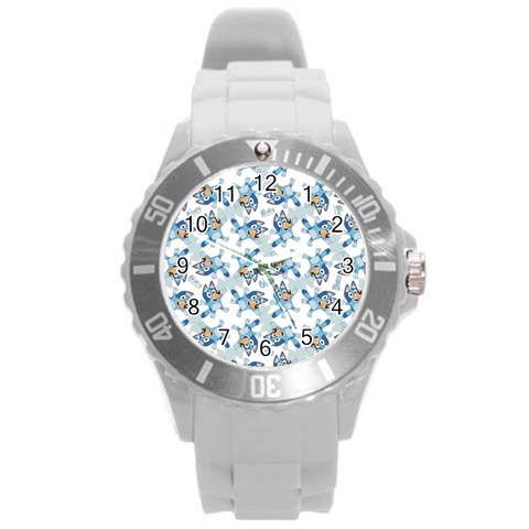 Bluey, Bluey merch, Bluey pattern, Bluey Bluey, bingo, Bluey design, bluey dog Round Plastic Sport Watch (L) from ArtsNow.com Front