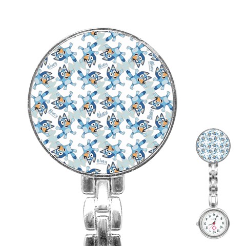 Bluey, Bluey merch, Bluey pattern, Bluey Bluey, bingo, Bluey design, bluey dog Stainless Steel Nurses Watch from ArtsNow.com Front