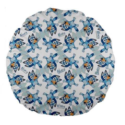 Bluey, Bluey merch, Bluey pattern, Bluey Bluey, bingo, Bluey design, bluey dog Large 18  Premium Flano Round Cushions from ArtsNow.com Front