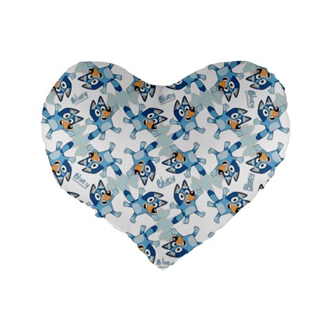 Bluey, Bluey merch, Bluey pattern, Bluey Bluey, bingo, Bluey design, bluey dog Standard 16  Premium Flano Heart Shape Cushions from ArtsNow.com Back