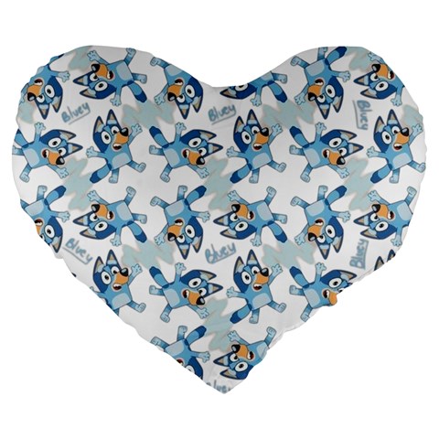 Bluey, Bluey merch, Bluey pattern, Bluey Bluey, bingo, Bluey design, bluey dog Large 19  Premium Flano Heart Shape Cushions from ArtsNow.com Front