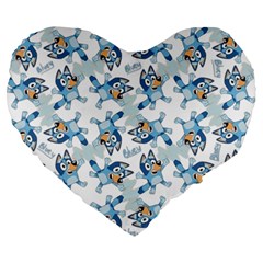 Bluey, Bluey merch, Bluey pattern, Bluey Bluey, bingo, Bluey design, bluey dog Large 19  Premium Flano Heart Shape Cushions from ArtsNow.com Front