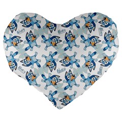 Bluey, Bluey merch, Bluey pattern, Bluey Bluey, bingo, Bluey design, bluey dog Large 19  Premium Flano Heart Shape Cushions from ArtsNow.com Back