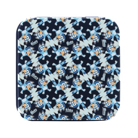 Bluey, Bluey merch, Bluey pattern, Bluey Bluey, bingo, Bluey design, bluey dog Square Metal Box (Black) from ArtsNow.com Front