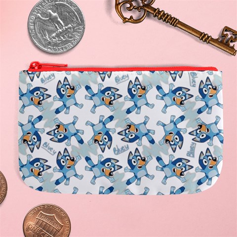 Bluey, Bluey merch, Bluey pattern, Bluey Bluey, bingo, Bluey design, bluey dog Large Coin Purse from ArtsNow.com Front