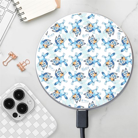 Bluey, Bluey merch, Bluey pattern, Bluey Bluey, bingo, Bluey design, bluey dog Wireless Fast Charger(White) from ArtsNow.com Front
