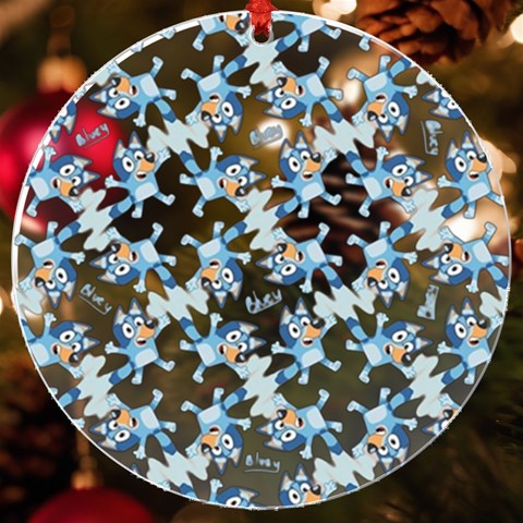 Bluey, Bluey merch, Bluey pattern, Bluey Bluey, bingo, Bluey design, bluey dog UV Print Acrylic Ornament Round from ArtsNow.com Front