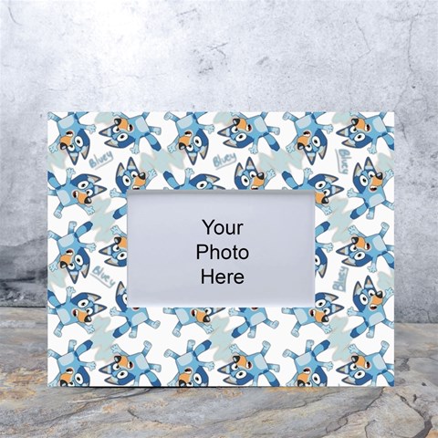 Bluey, Bluey merch, Bluey pattern, Bluey Bluey, bingo, Bluey design, bluey dog White Tabletop Photo Frame 4 x6  from ArtsNow.com Front