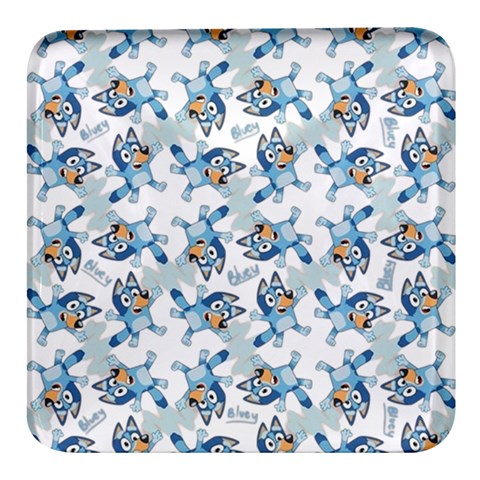 Bluey, Bluey merch, Bluey pattern, Bluey Bluey, bingo, Bluey design, bluey dog Square Glass Fridge Magnet (4 pack) from ArtsNow.com Front