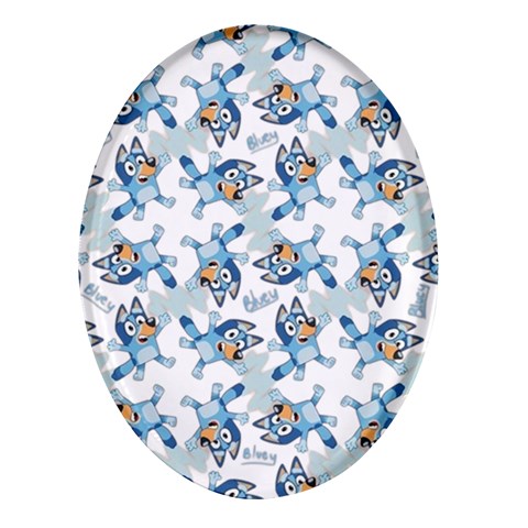 Bluey, Bluey merch, Bluey pattern, Bluey Bluey, bingo, Bluey design, bluey dog Oval Glass Fridge Magnet (4 pack) from ArtsNow.com Front