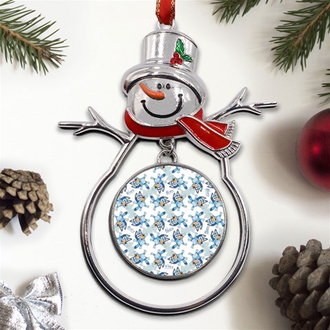 Bluey, Bluey merch, Bluey pattern, Bluey Bluey, bingo, Bluey design, bluey dog Metal Snowman Ornament from ArtsNow.com Front