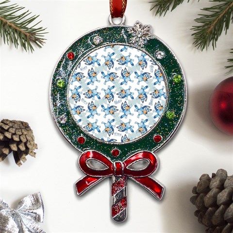Bluey, Bluey merch, Bluey pattern, Bluey Bluey, bingo, Bluey design, bluey dog Metal X Mas Lollipop with Crystal Ornament from ArtsNow.com Front