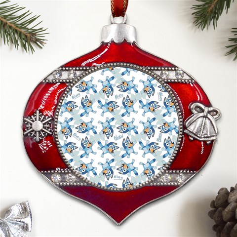 Bluey, Bluey merch, Bluey pattern, Bluey Bluey, bingo, Bluey design, bluey dog Metal Snowflake And Bell Red Ornament from ArtsNow.com Front
