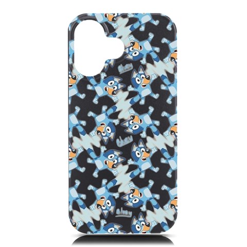 Bluey, Bluey merch, Bluey pattern, Bluey Bluey, bingo, Bluey design, bluey dog iPhone 16 Black UV Print PC Hardshell Case from ArtsNow.com Front