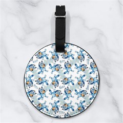 Bluey, Bluey merch, Bluey pattern, Bluey Bluey, bingo, Bluey design, bluey dog Nappa Leather Luggage Tag Round from ArtsNow.com Front