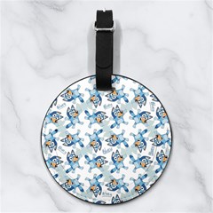 Bluey, Bluey merch, Bluey pattern, Bluey Bluey, bingo, Bluey design, bluey dog Nappa Leather Luggage Tag Round from ArtsNow.com Back