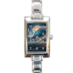 Ocean Sea Waves Rectangle Italian Charm Watch
