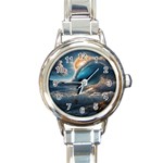 Ocean Sea Waves Round Italian Charm Watch
