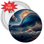 Ocean Sea Waves 3  Buttons (10 pack) 