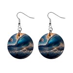 Ocean Sea Waves Mini Button Earrings