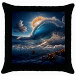 Ocean Sea Waves Throw Pillow Case (Black)