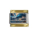 Ocean Sea Waves Gold Trim Italian Charm (9mm)