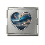Ocean Sea Waves Mega Link Heart Italian Charm (18mm)