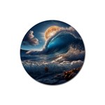 Ocean Sea Waves Rubber Round Coaster (4 pack)