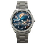 Ocean Sea Waves Sport Metal Watch