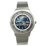 Ocean Sea Waves Stainless Steel Watch