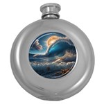 Ocean Sea Waves Round Hip Flask (5 oz)