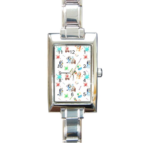 Bluey, Bluey merch, Bluey pattern, Bluey Bluey, bingo, Bluey design, bluey dog Rectangle Italian Charm Watch from ArtsNow.com Front