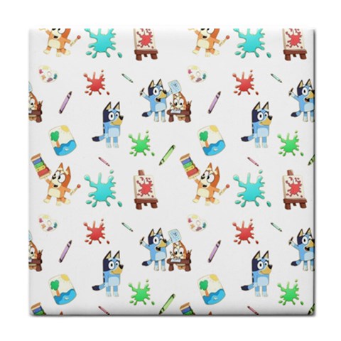 Bluey, Bluey merch, Bluey pattern, Bluey Bluey, bingo, Bluey design, bluey dog Tile Coaster from ArtsNow.com Front