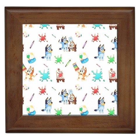 Bluey, Bluey merch, Bluey pattern, Bluey Bluey, bingo, Bluey design, bluey dog Framed Tile from ArtsNow.com Front