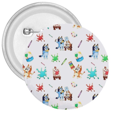 Bluey, Bluey merch, Bluey pattern, Bluey Bluey, bingo, Bluey design, bluey dog 3  Buttons from ArtsNow.com Front