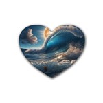 Ocean Sea Waves Rubber Heart Coaster (4 pack)