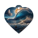 Ocean Sea Waves Dog Tag Heart (Two Sides)
