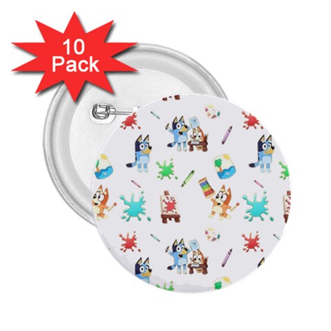Bluey, Bluey merch, Bluey pattern, Bluey Bluey, bingo, Bluey design, bluey dog 2.25  Buttons (10 pack)  from ArtsNow.com Front