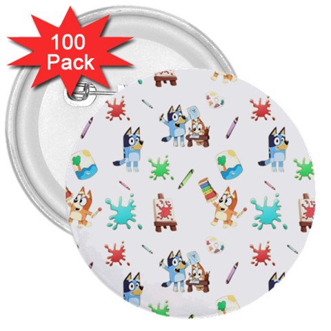 Bluey, Bluey merch, Bluey pattern, Bluey Bluey, bingo, Bluey design, bluey dog 3  Buttons (100 pack)  from ArtsNow.com Front