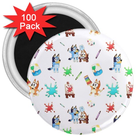Bluey, Bluey merch, Bluey pattern, Bluey Bluey, bingo, Bluey design, bluey dog 3  Magnets (100 pack) from ArtsNow.com Front