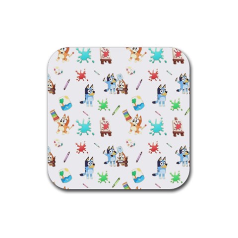 Bluey, Bluey merch, Bluey pattern, Bluey Bluey, bingo, Bluey design, bluey dog Rubber Coaster (Square) from ArtsNow.com Front