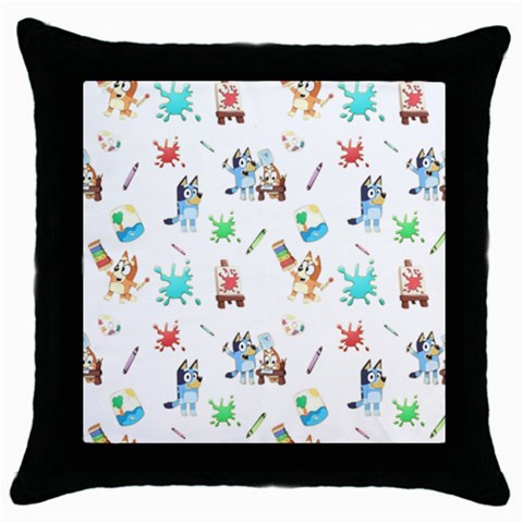 Bluey, Bluey merch, Bluey pattern, Bluey Bluey, bingo, Bluey design, bluey dog Throw Pillow Case (Black) from ArtsNow.com Front