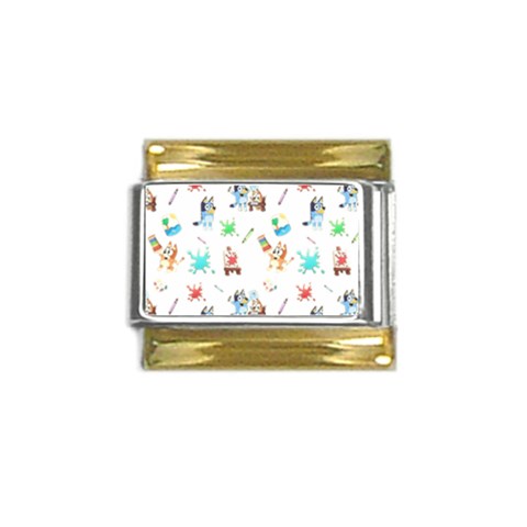 Bluey, Bluey merch, Bluey pattern, Bluey Bluey, bingo, Bluey design, bluey dog Gold Trim Italian Charm (9mm) from ArtsNow.com Front