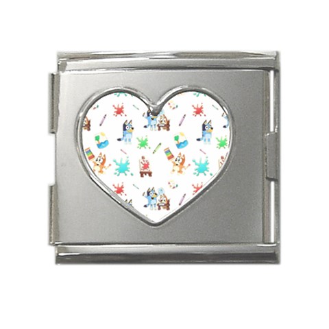 Bluey, Bluey merch, Bluey pattern, Bluey Bluey, bingo, Bluey design, bluey dog Mega Link Heart Italian Charm (18mm) from ArtsNow.com Front