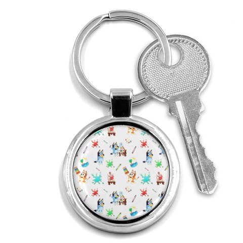 Bluey, Bluey merch, Bluey pattern, Bluey Bluey, bingo, Bluey design, bluey dog Key Chain (Round) from ArtsNow.com Front