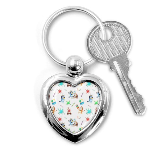 Bluey, Bluey merch, Bluey pattern, Bluey Bluey, bingo, Bluey design, bluey dog Key Chain (Heart) from ArtsNow.com Front
