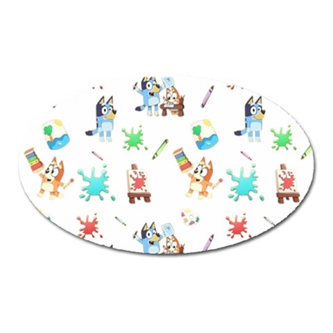 Bluey, Bluey merch, Bluey pattern, Bluey Bluey, bingo, Bluey design, bluey dog Oval Magnet from ArtsNow.com Front