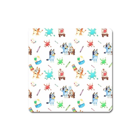 Bluey, Bluey merch, Bluey pattern, Bluey Bluey, bingo, Bluey design, bluey dog Square Magnet from ArtsNow.com Front