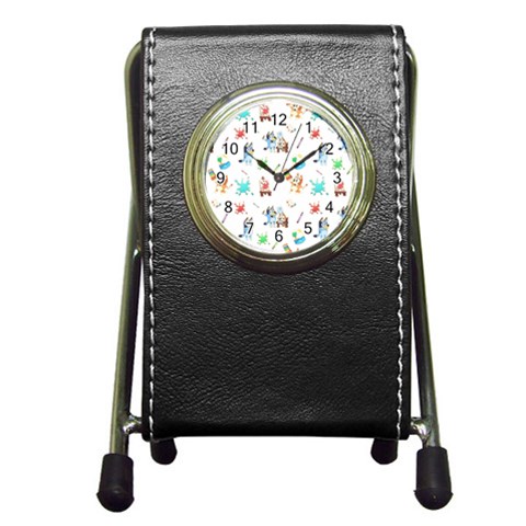 Bluey, Bluey merch, Bluey pattern, Bluey Bluey, bingo, Bluey design, bluey dog Pen Holder Desk Clock from ArtsNow.com Front
